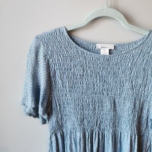 Blue and White Polka Dot Flowy Blouse